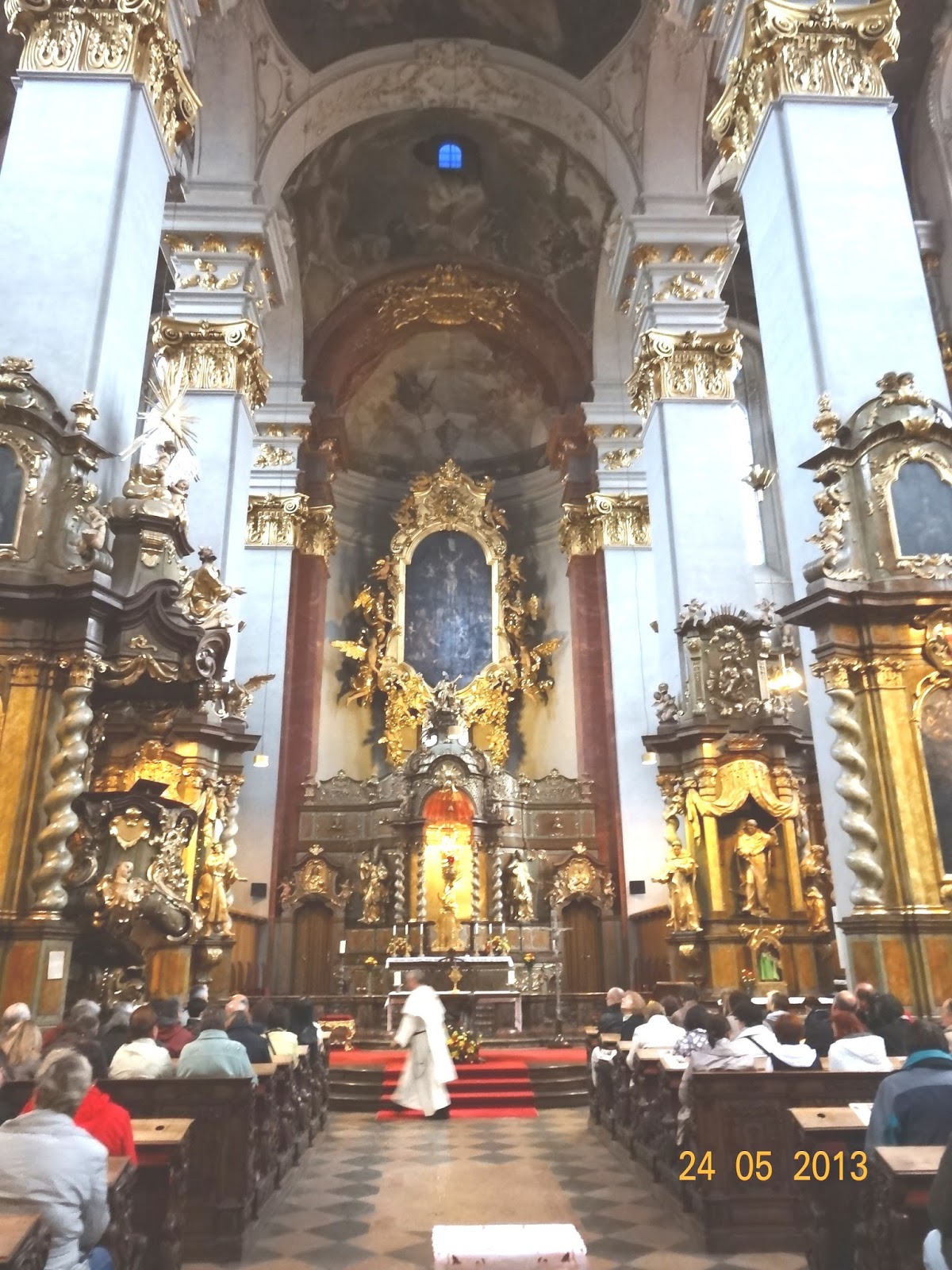 St. Giles Church has a richly decorated baroque interior